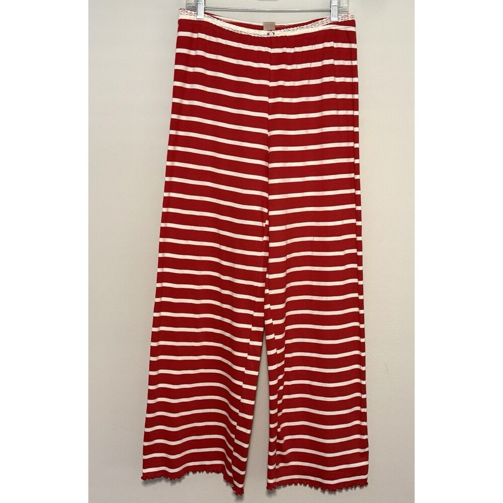 Messy Bun Just Chillin Pajama Pants Large Red White Stripe Stretch Lounge